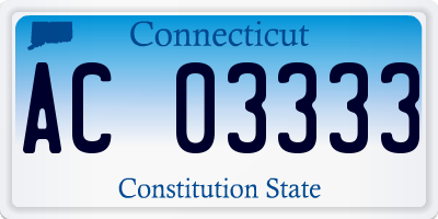 CT license plate AC03333
