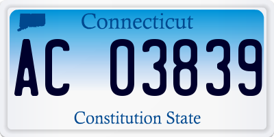 CT license plate AC03839