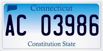 CT license plate AC03986