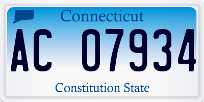 CT license plate AC07934