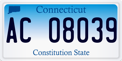 CT license plate AC08039