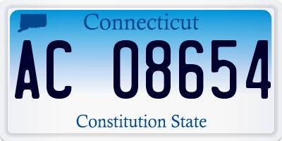 CT license plate AC08654