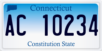 CT license plate AC10234