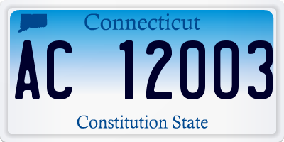 CT license plate AC12003
