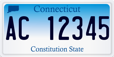 CT license plate AC12345