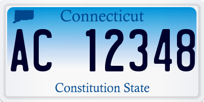 CT license plate AC12348