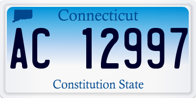 CT license plate AC12997