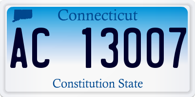 CT license plate AC13007