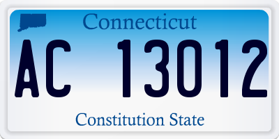 CT license plate AC13012