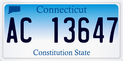 CT license plate AC13647
