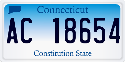 CT license plate AC18654