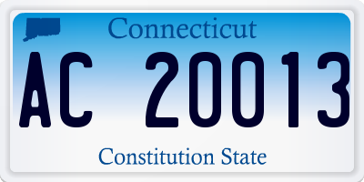 CT license plate AC20013