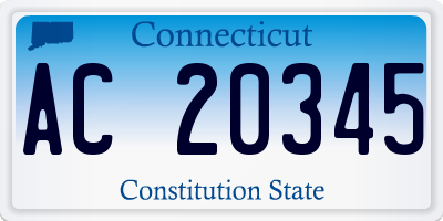 CT license plate AC20345