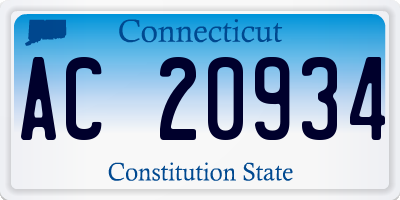 CT license plate AC20934