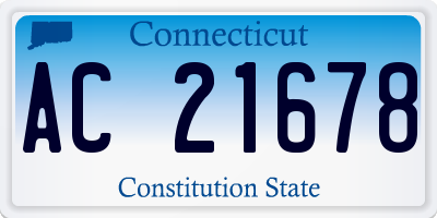 CT license plate AC21678