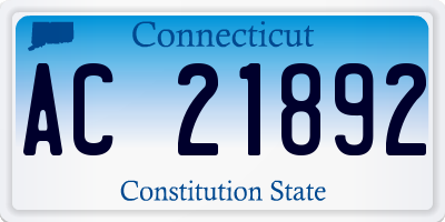 CT license plate AC21892