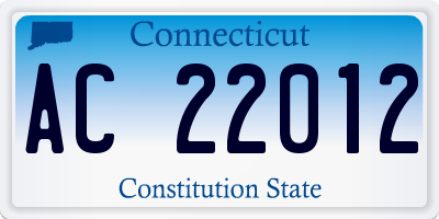CT license plate AC22012