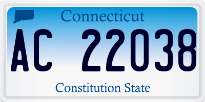 CT license plate AC22038