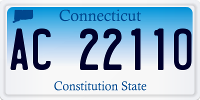 CT license plate AC22110