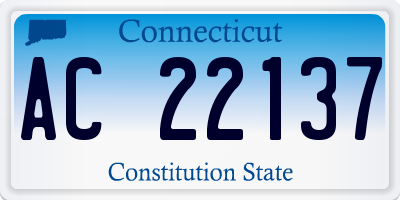 CT license plate AC22137