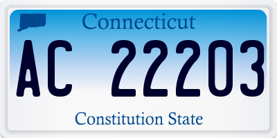 CT license plate AC22203