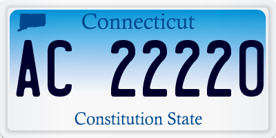 CT license plate AC22220
