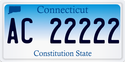 CT license plate AC22222