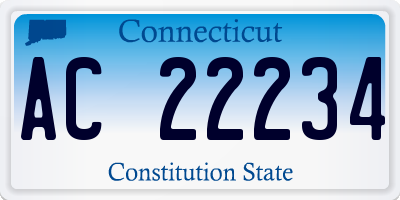 CT license plate AC22234