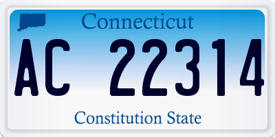 CT license plate AC22314