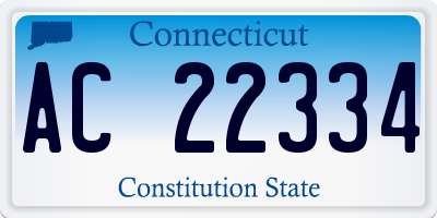 CT license plate AC22334
