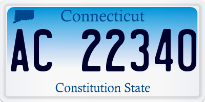 CT license plate AC22340