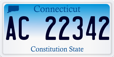 CT license plate AC22342