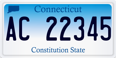 CT license plate AC22345