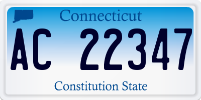 CT license plate AC22347