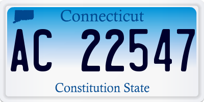 CT license plate AC22547