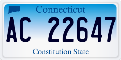 CT license plate AC22647