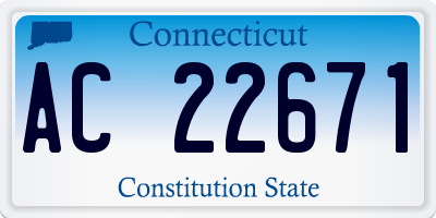 CT license plate AC22671