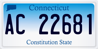 CT license plate AC22681