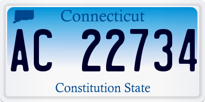 CT license plate AC22734