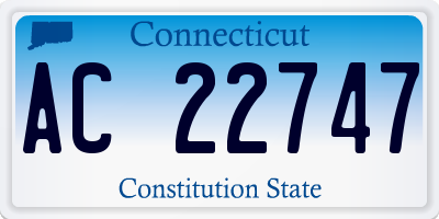 CT license plate AC22747
