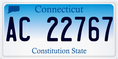 CT license plate AC22767