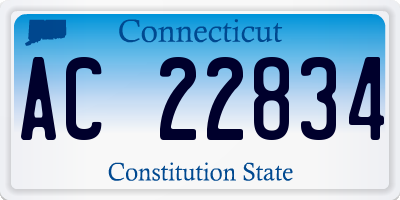 CT license plate AC22834
