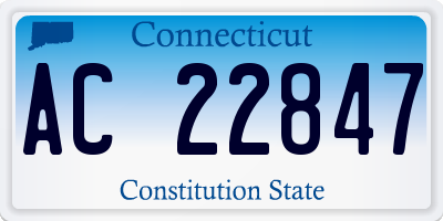 CT license plate AC22847