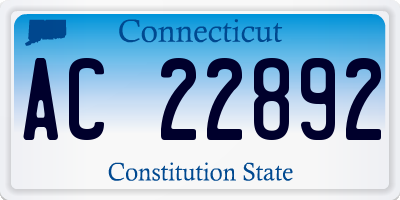 CT license plate AC22892