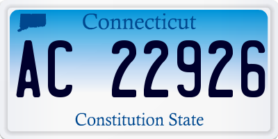 CT license plate AC22926