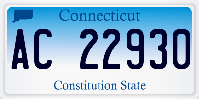 CT license plate AC22930