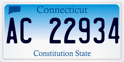 CT license plate AC22934