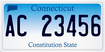 CT license plate AC23456