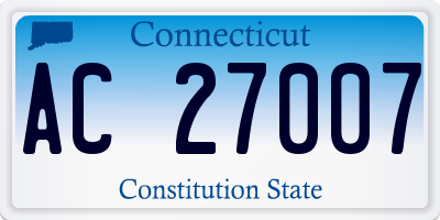 CT license plate AC27007