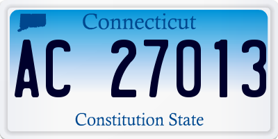 CT license plate AC27013